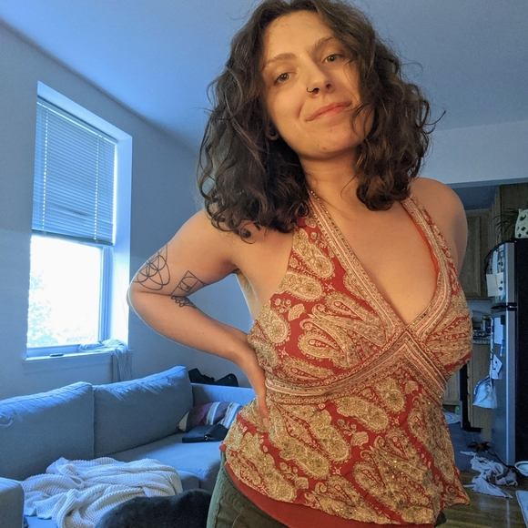 Intricate Beaded Paisley Halter Top - Picture 3 of 5